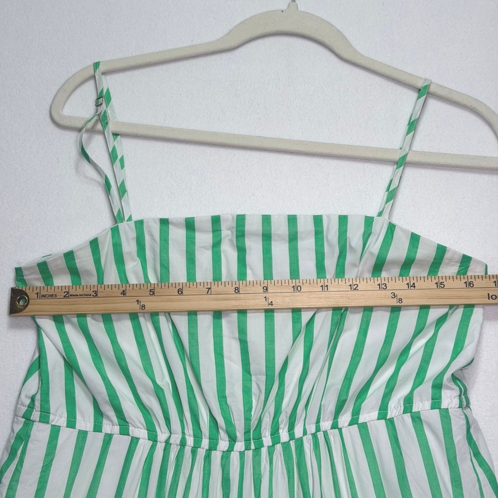 AQUA Cotton Tiered Maxi Dress Medium Green Stripe Square Neck Sleeveless Resort - Picture 13 of 14